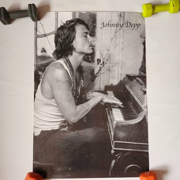 VINTAGE Johnny Depp at the Piano Poster Wall Poster Johnny Depp Tattoo - Picture 1 of 1